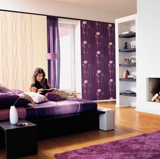 Modern-purple-wallpaper-and-carpet