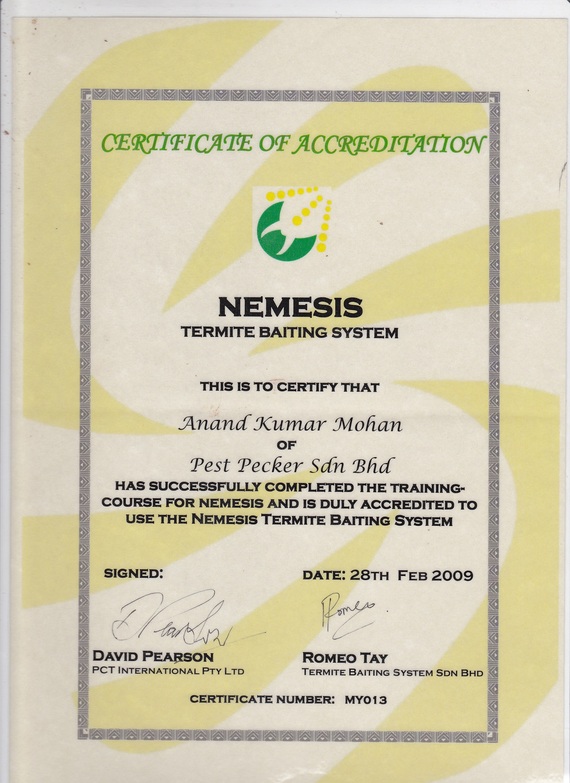 Nemesis Baiting System  Certificate   Anand