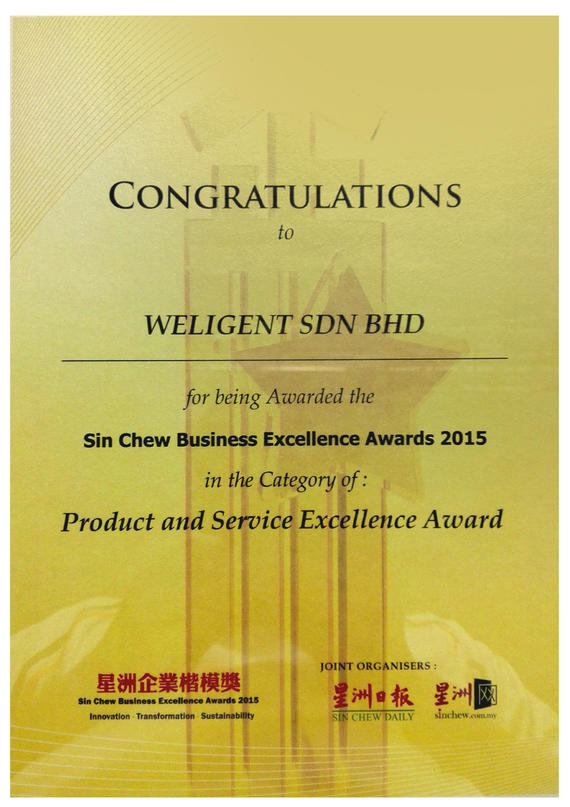 Sin Chew Award Certificate 2015