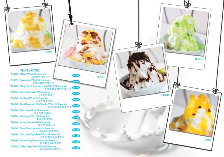 Menu of desserts