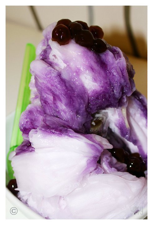 Yam Snow Ice with Black Pearl