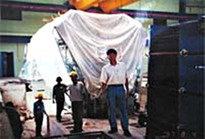 Installation of turbine and generator at Sabah Forest, Sipitang