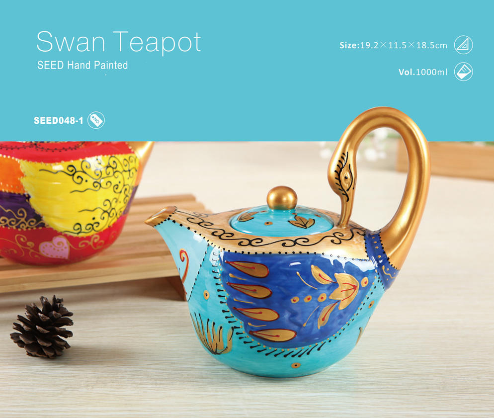 SEED048- 1 Swan Teapot