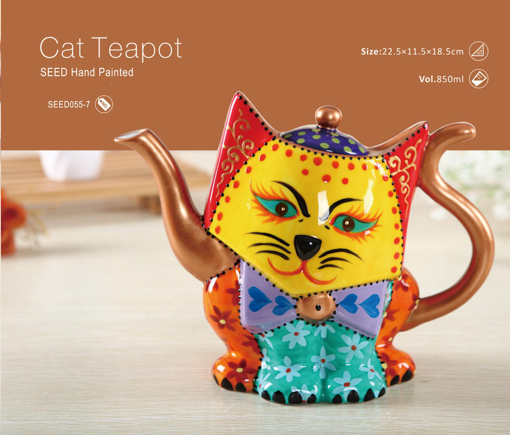 SEED055 7 Cat Teapot