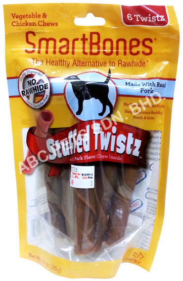 SMARTBONE STUFFED TWISTZ PORK FLAVOR CHEWS 6PCS