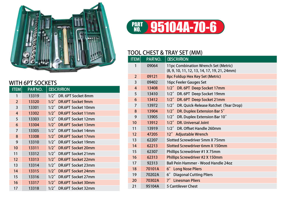Cantilever Mechanic Tool Chest & Tray Set