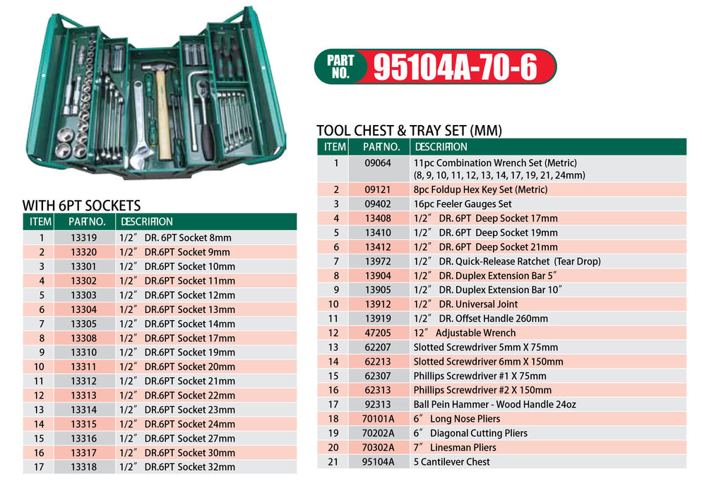 Cantilever Mechanic Tool Chest & Tray Set