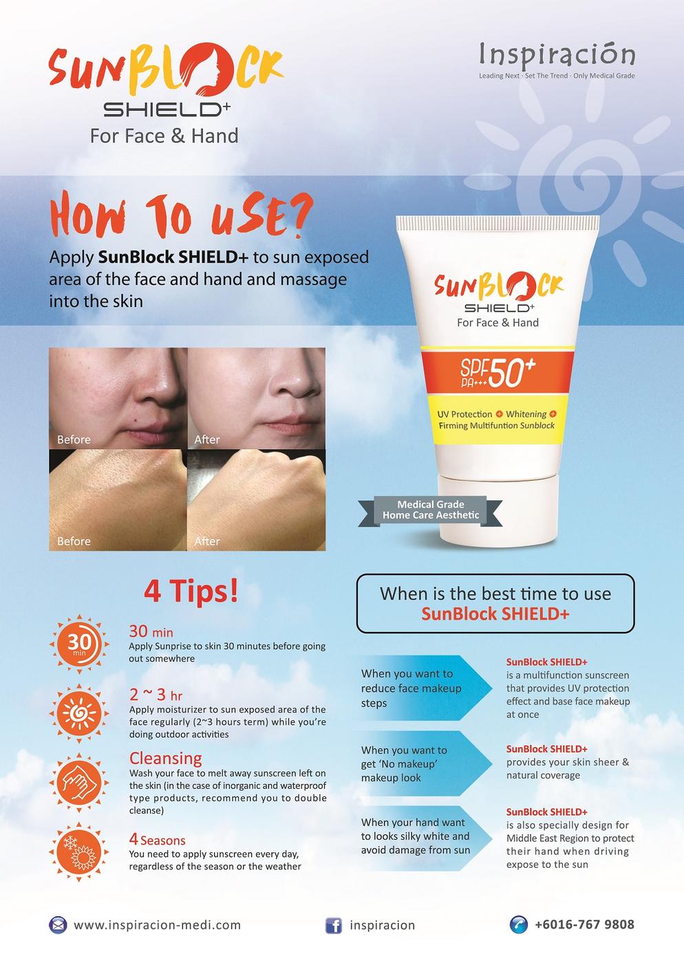 Sunblock SHIELD+ For face & hand