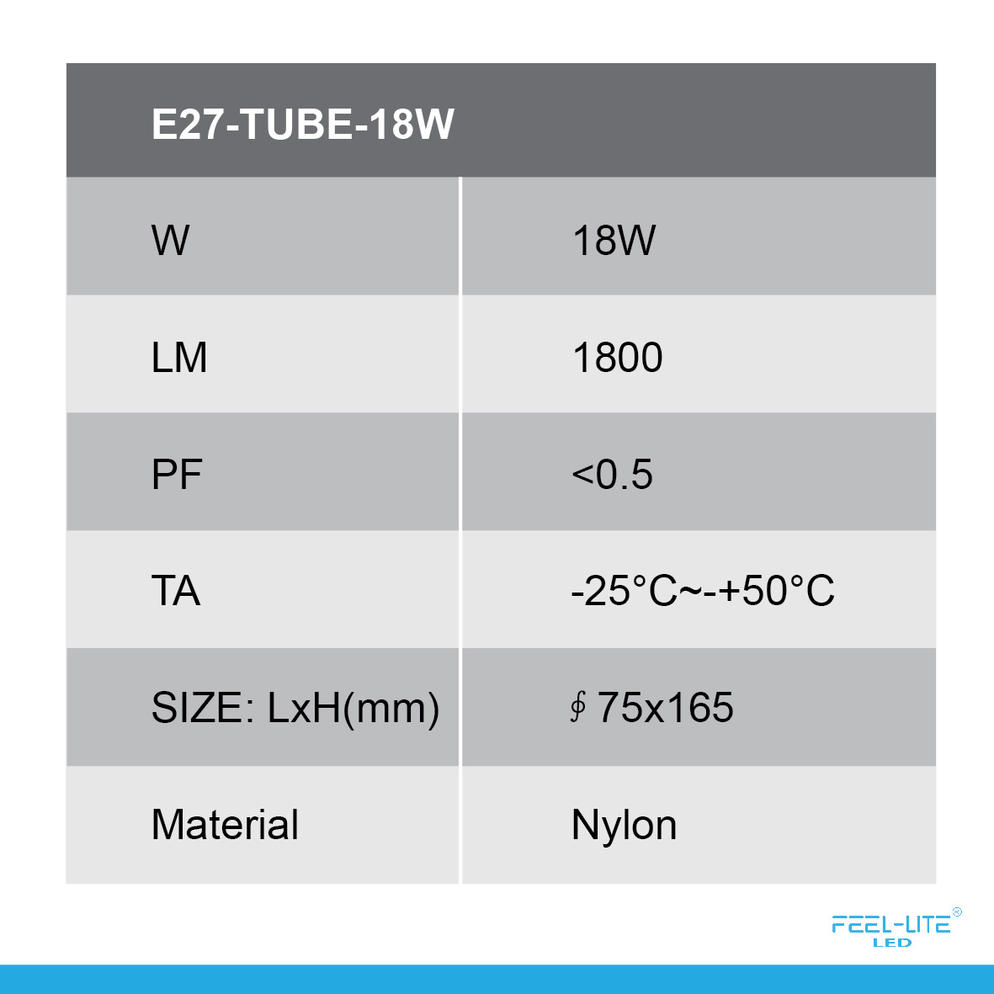 LED E27-18W TUBE