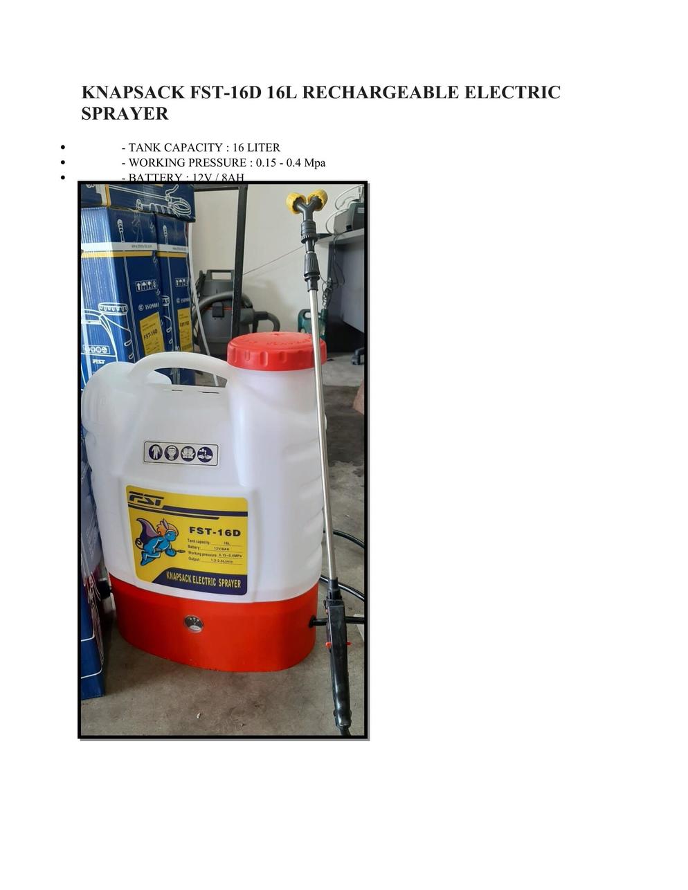 FST 16D ELECTRIC SPRAYER
