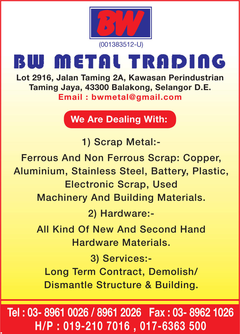 BW METAL TRADING