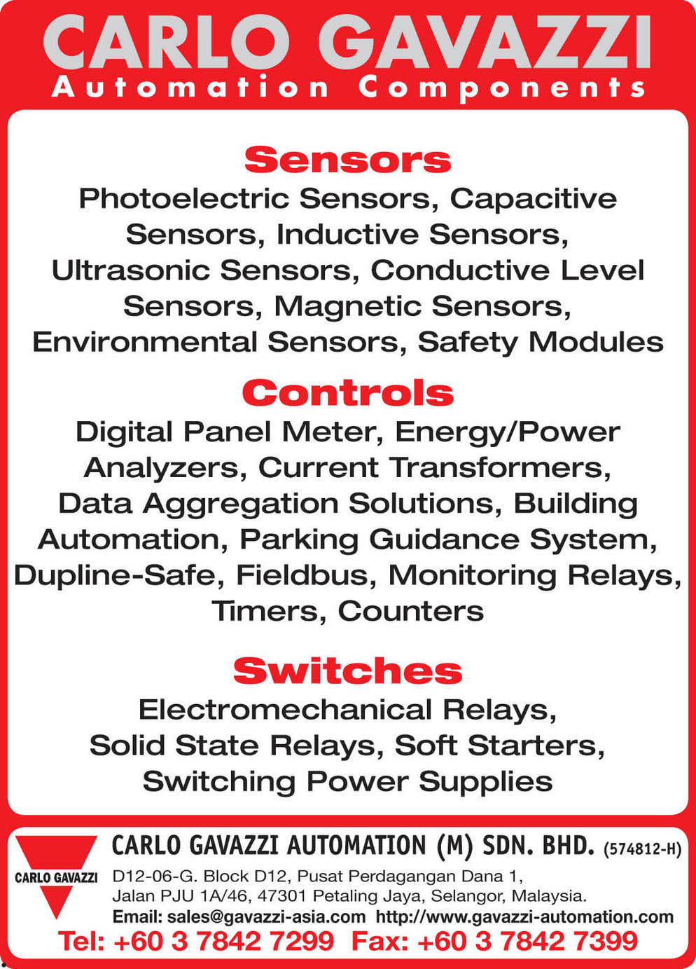 CARLO GAVAZZI AUTOMATION (M) SDN. BHD.