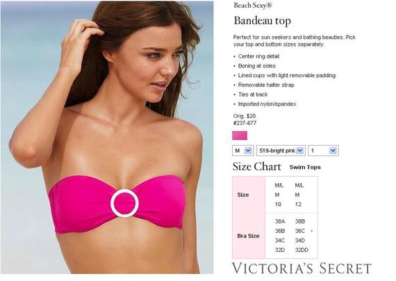 Victoria secret~Bandeau top #237677  colour:519-bright pink size:M