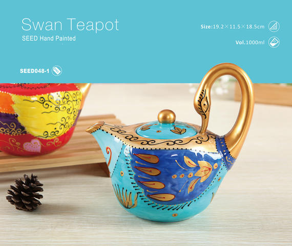 SEED048- 1 Swan Teapot