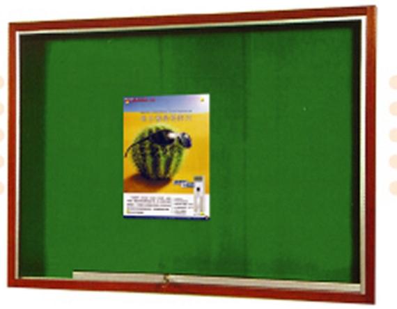 Wooden Frame Velvet Notice Board Sliding Glass Cabinet