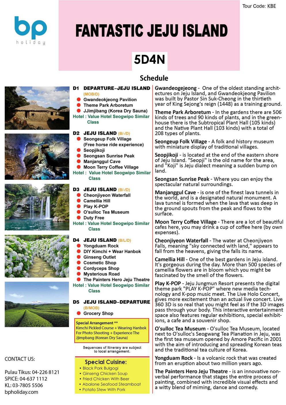 (KBE) 5D4N FANTASTIC JEJU ISLAND