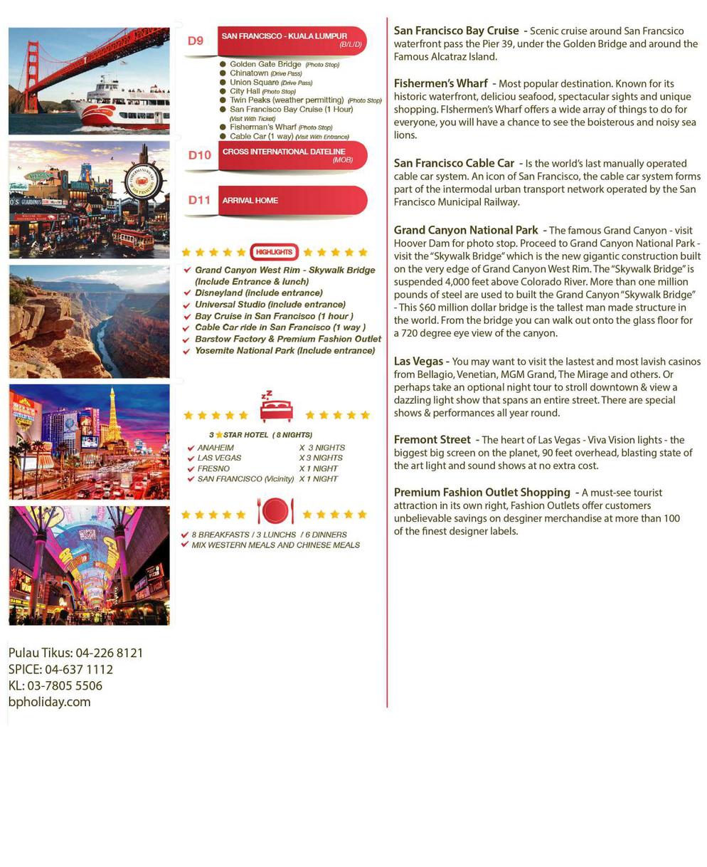 11D8N [11ULS ] USA WEST COAST