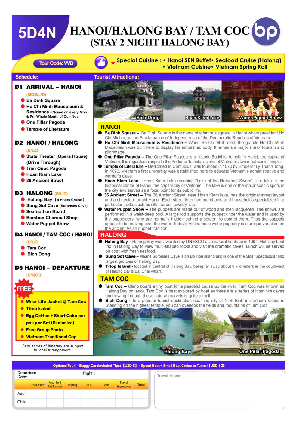 (VVD) 5D4N HANOI / HALONG / TAM COC (STAY 2 NIGHTS AT HALONG)
