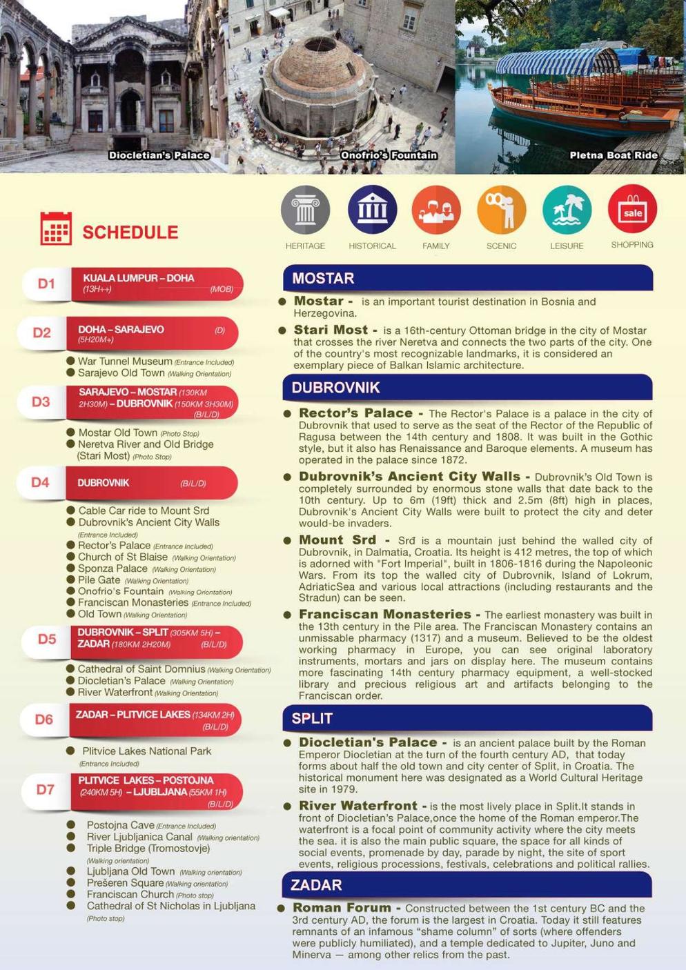 (10ESZ) 10D7N BALKAN ADVENTURE (ZAGREB, ZADAR, SPLIT, DUBROVNIK, MOSTAR, SARAJEVO, PLITVICE LAKES, POSTOJNA, LJUBLJANA, BLED)