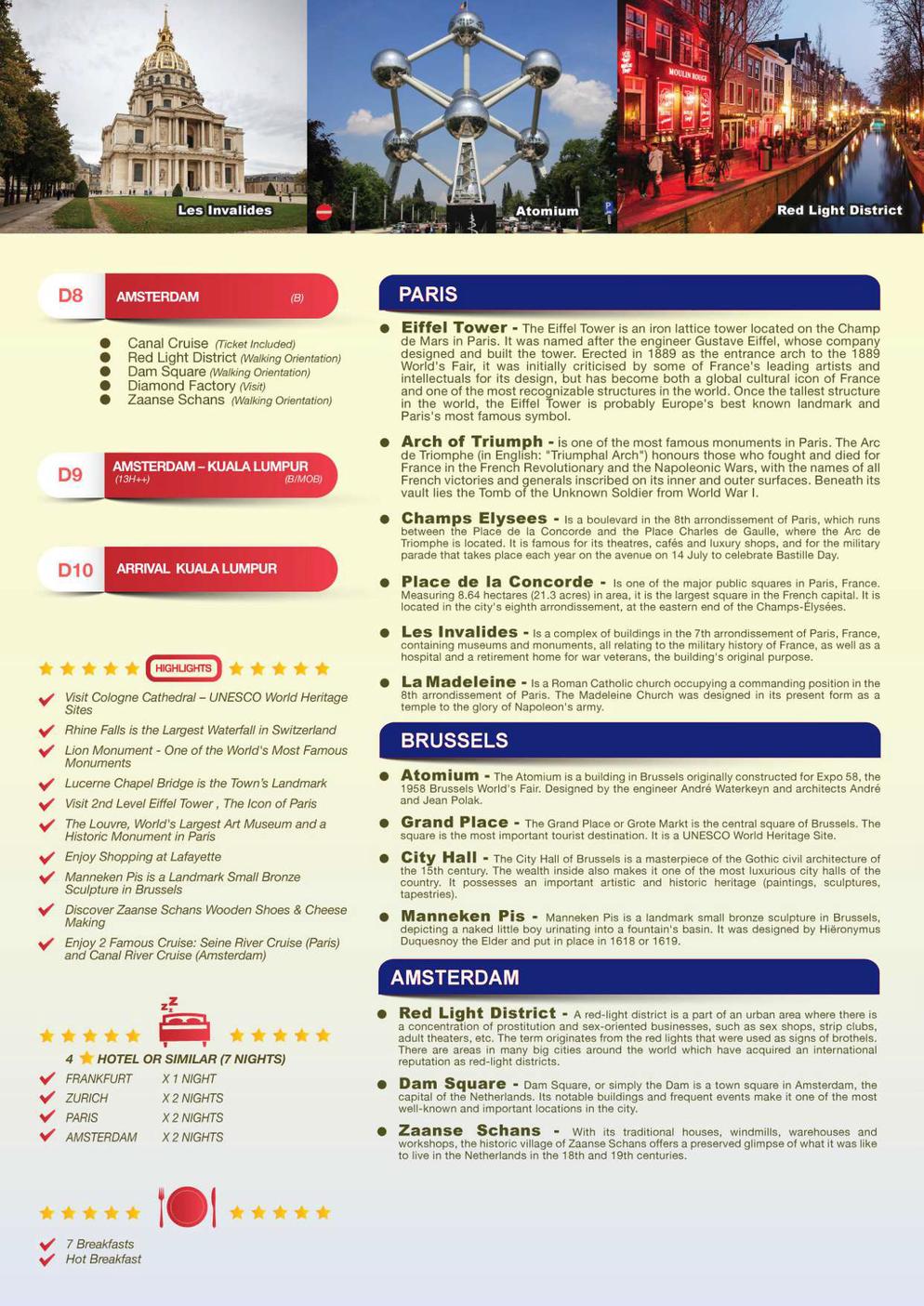 (10EHH) 10D7N BEST OF EUROPE (TITISEE, RHINE FALL, ZURICH, LUCERNE, HEIDELBERG, COLOGNE, AMSTERDAM, BRUSSEL, PARIS)