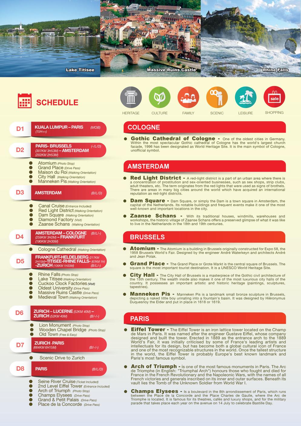 [10EPP] 10D7N EUROPE LEGEND (TITISEE, RHINEFALL, ZURICH, LUCERNE, HEIDELBERG, COLOGNE, AMSTERDAM, BRUSSEL, PARIS)