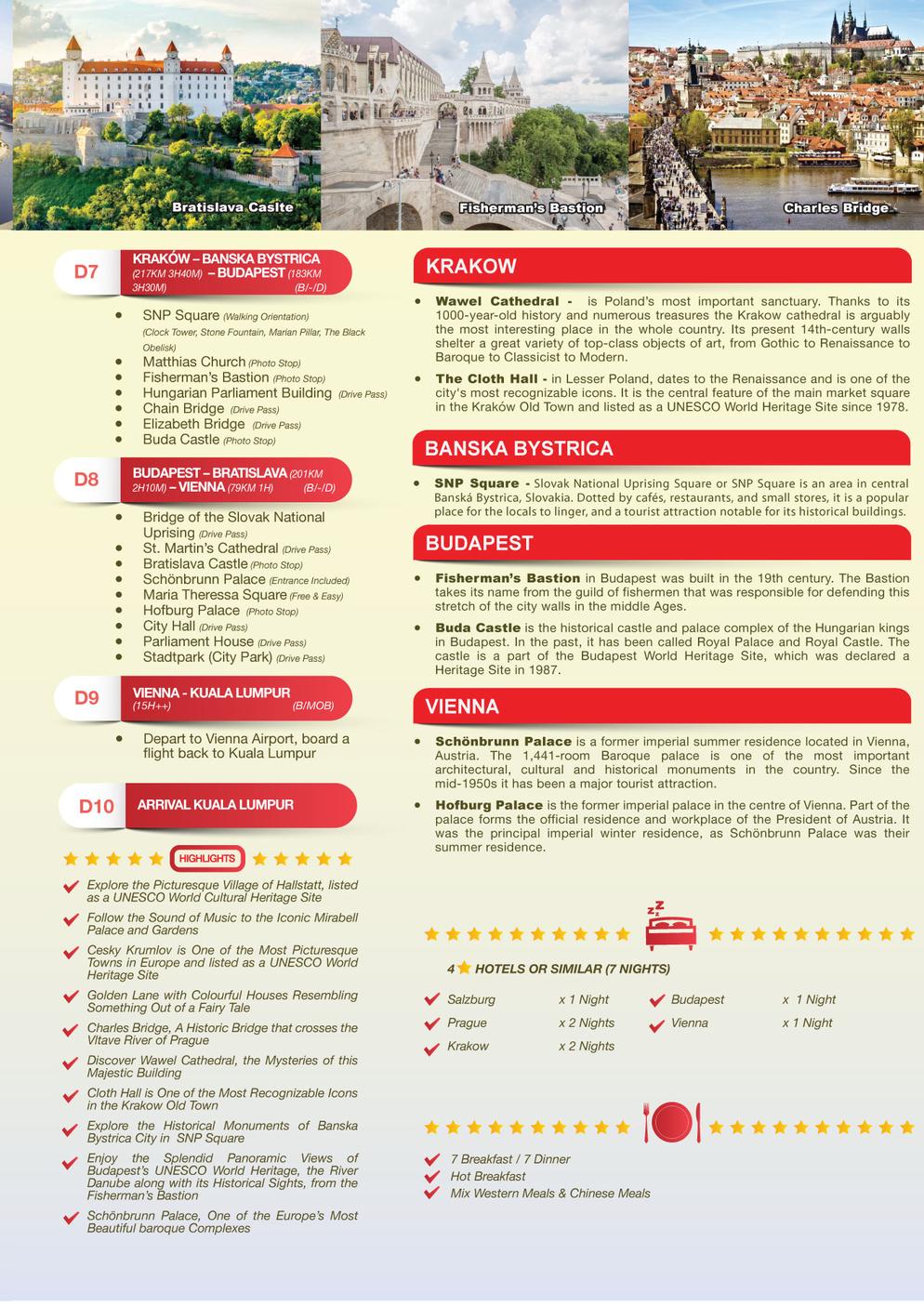 [10EVV] 10D7N EASTERN EUROPE VISTA + POLAND ~ HALLSTATT, SALZBURG, CESKY KRUMLOV, PRAGUE, BRNO, KRAKOW, BANSKA BYSTRICA, BUDAPEST, BRASTILAVA, VIENNA