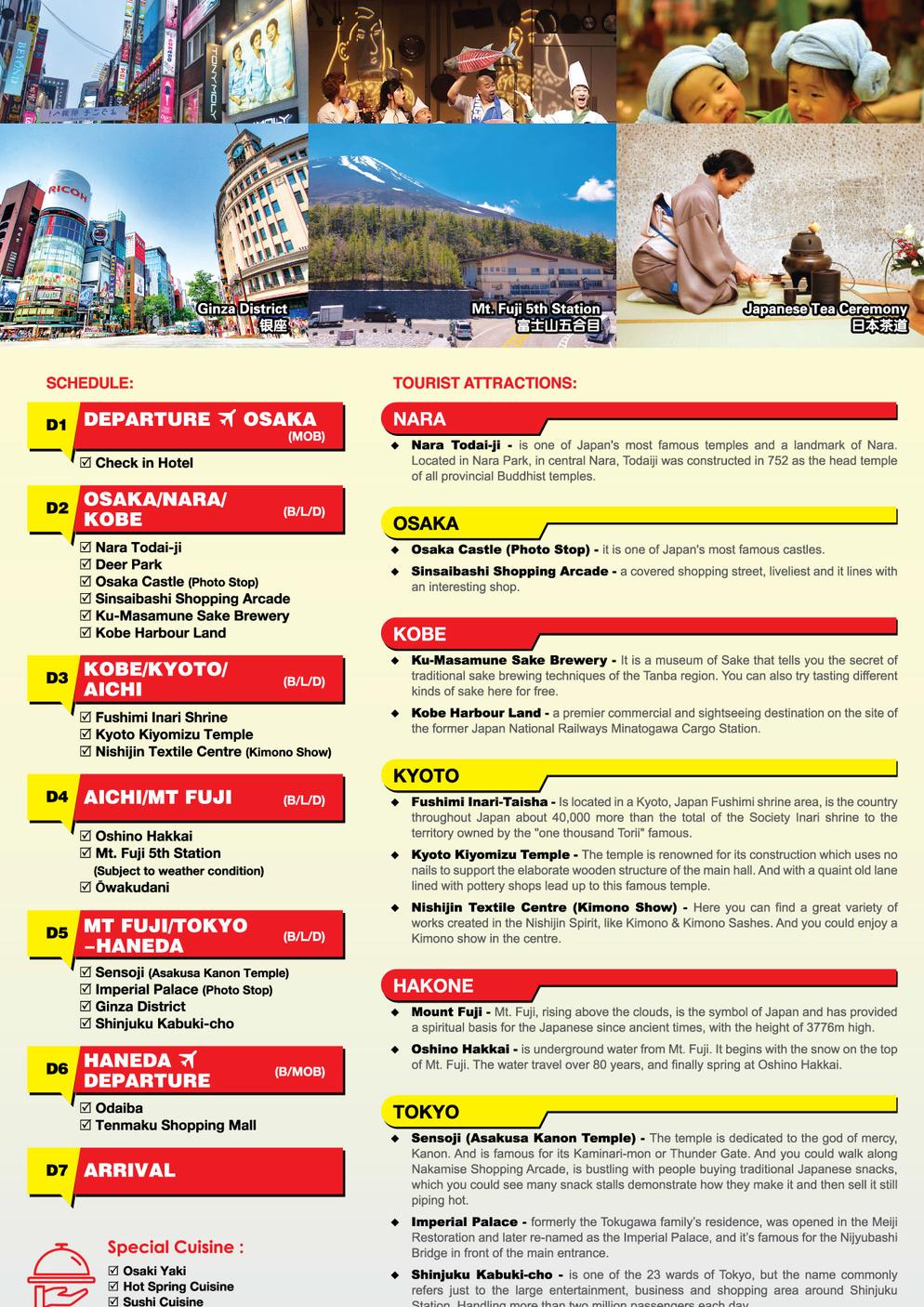 [JDJ-6]7D5N OSAKA / KYOTO / KOBE / HAKONE / MT FUJI / TOKYO