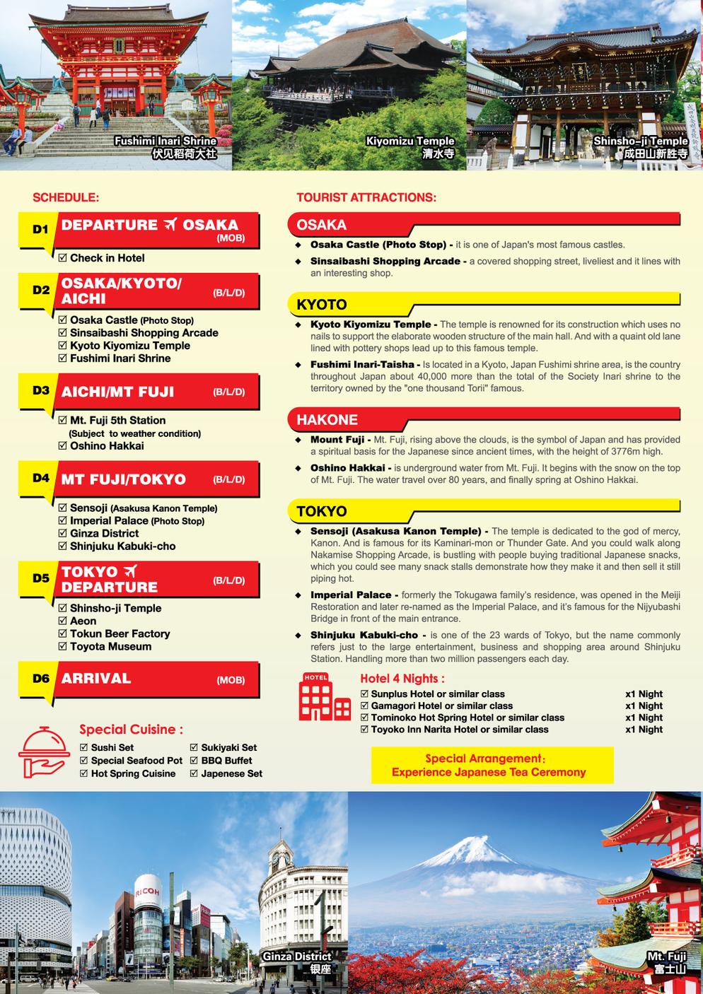 [JDI-4] 6D4N OSAKA / KYOTO / HAKONE / MT FUJI / TOKYO
