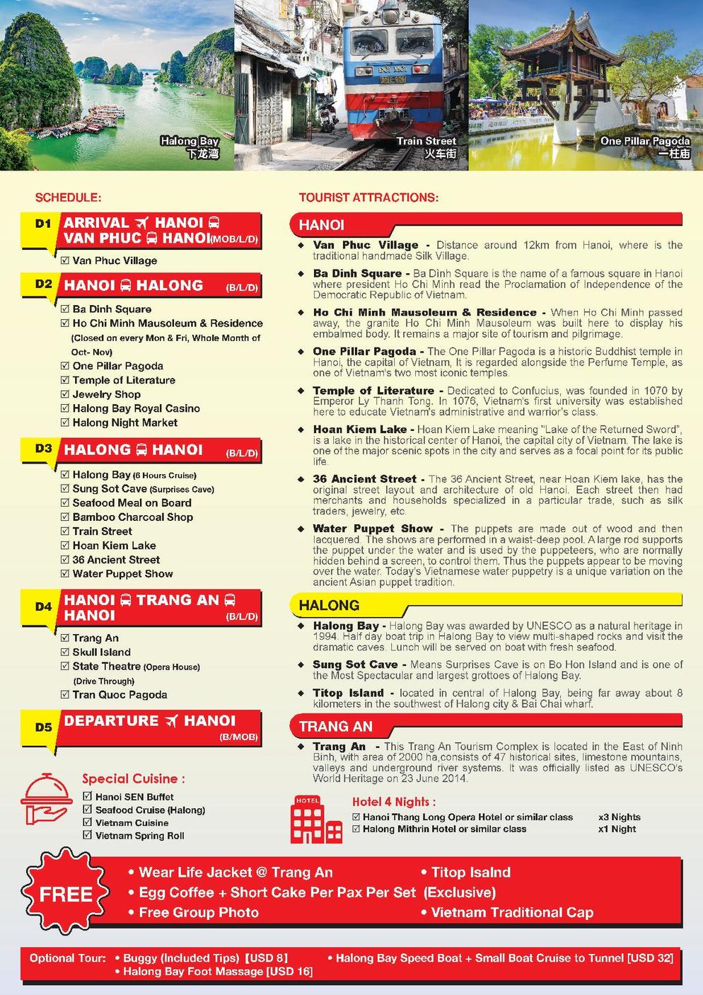 [VVM-2] 5D4N HANOI/HALONG/TRANG AN / VAN PHUC