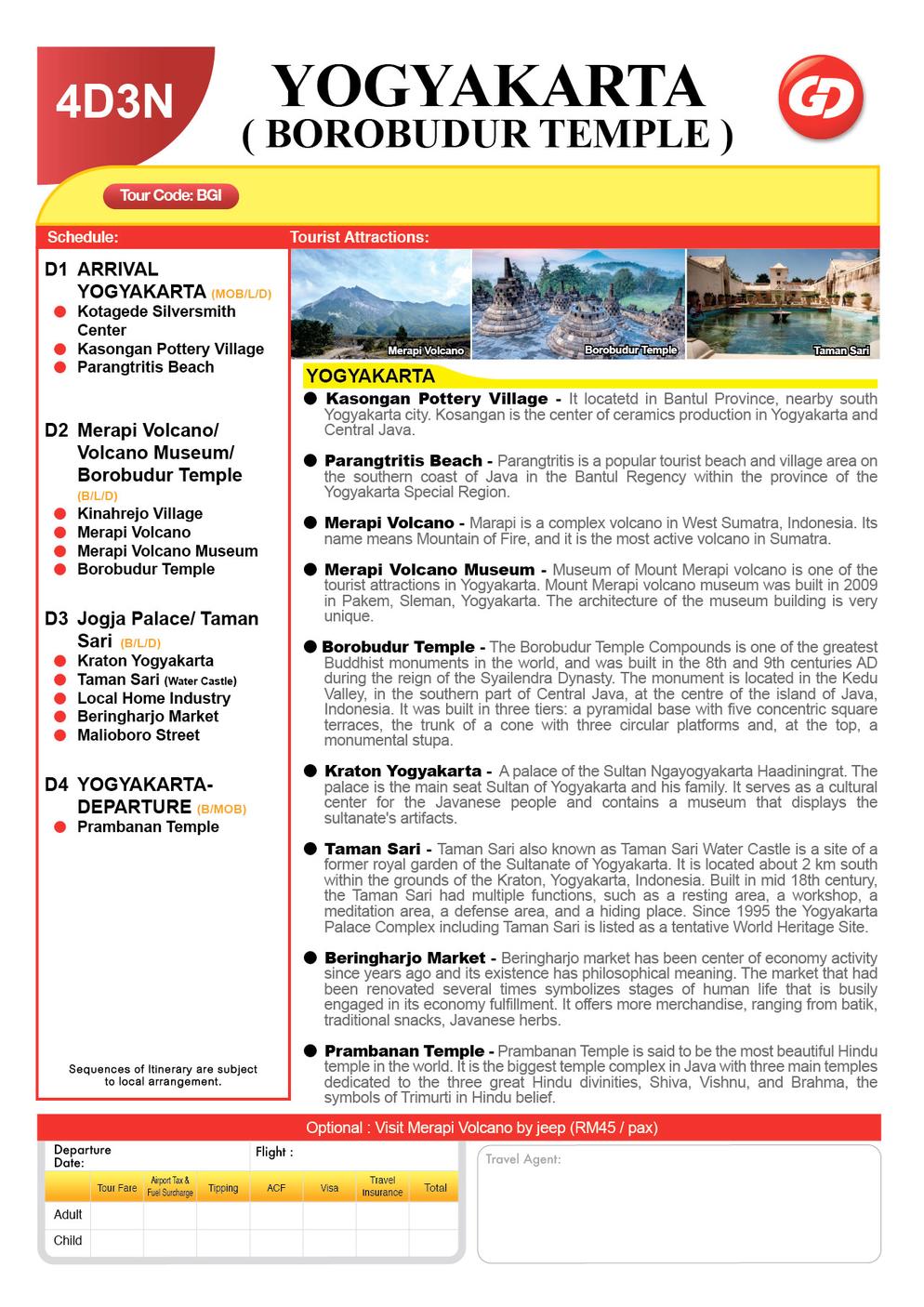 [BGI] 4D3N YOGYAKARTA + PRAMBANAN TEMPLE