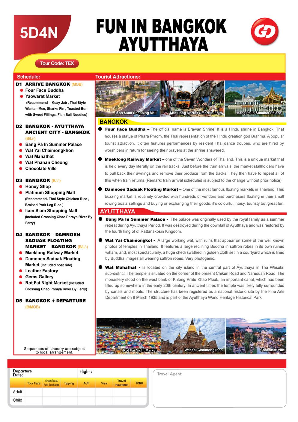 [TEX] 5D4N FUN BANGKOK AYUTTHAYA