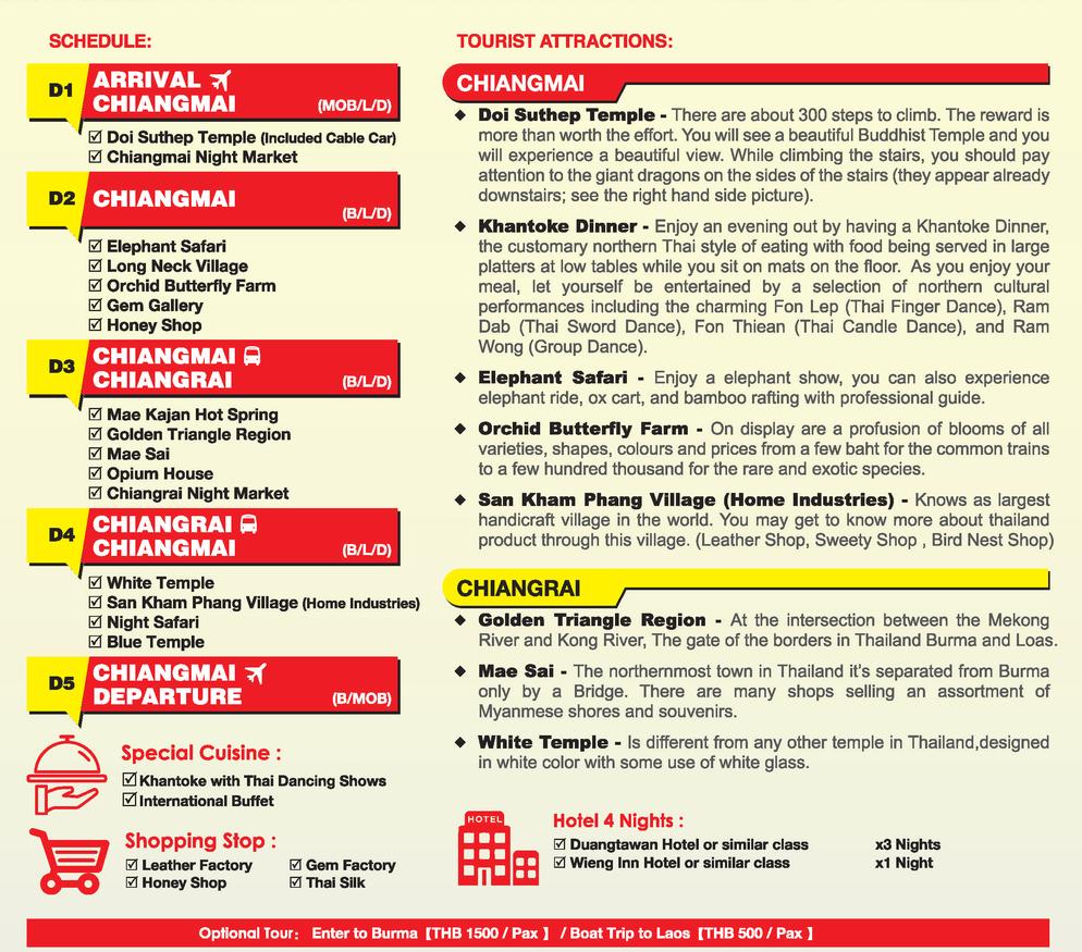 [TCL-2] 5D4N CHIANGMAI / CHIANGRAI (ELEPHANT SAFARI)