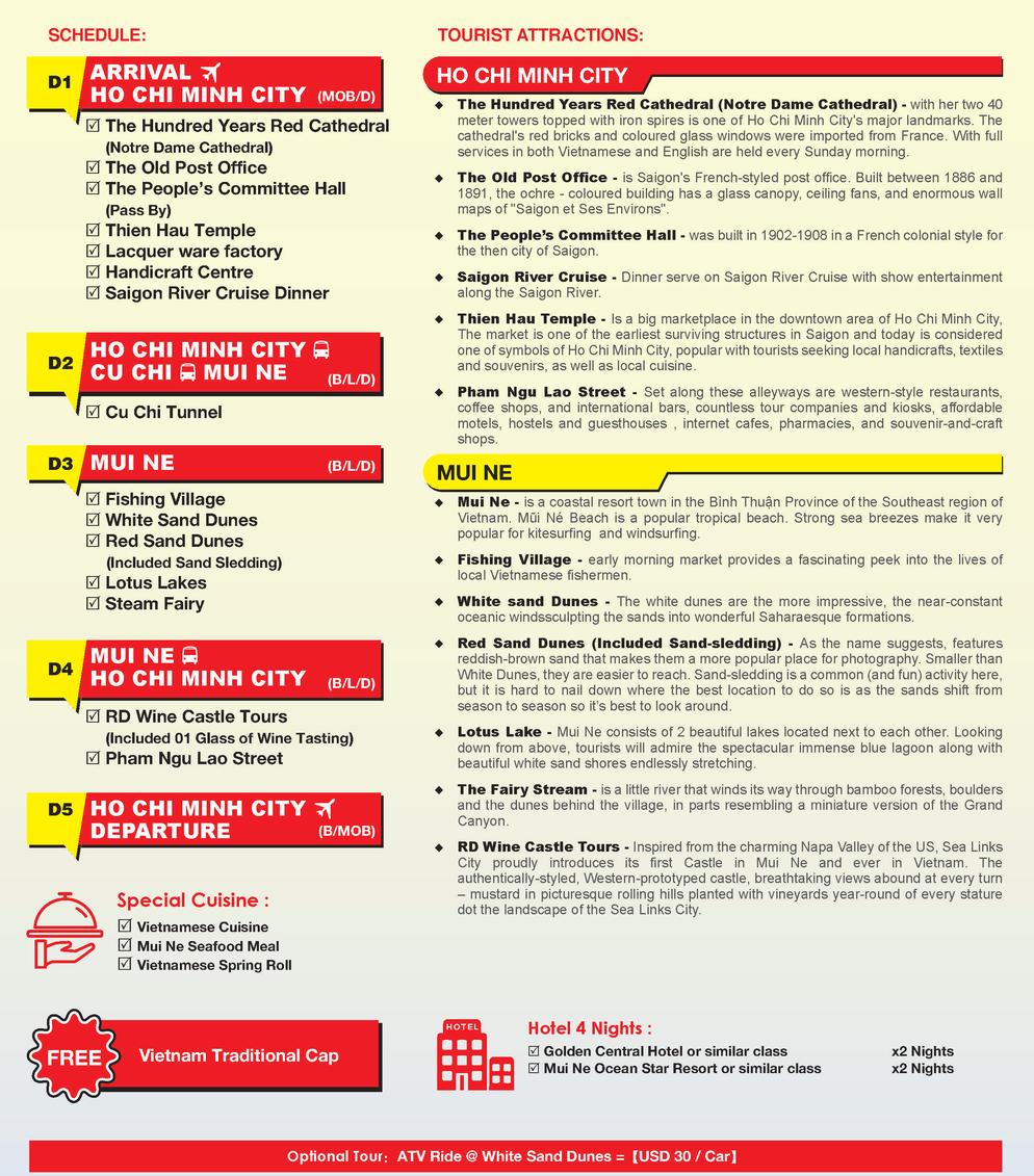 [VMN-2] 5D4N HO CHI MINH / CHU CHI TUNNEL + MUI NE (ONE OF THE MOST BEAUTIFUL IN VIETNAM)