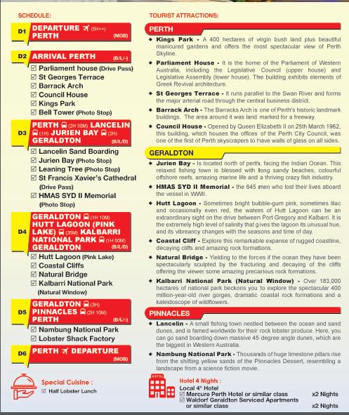 (UPJ) 6D4N NORTHERN PERTH ENCOUNTER + PINK LAKE