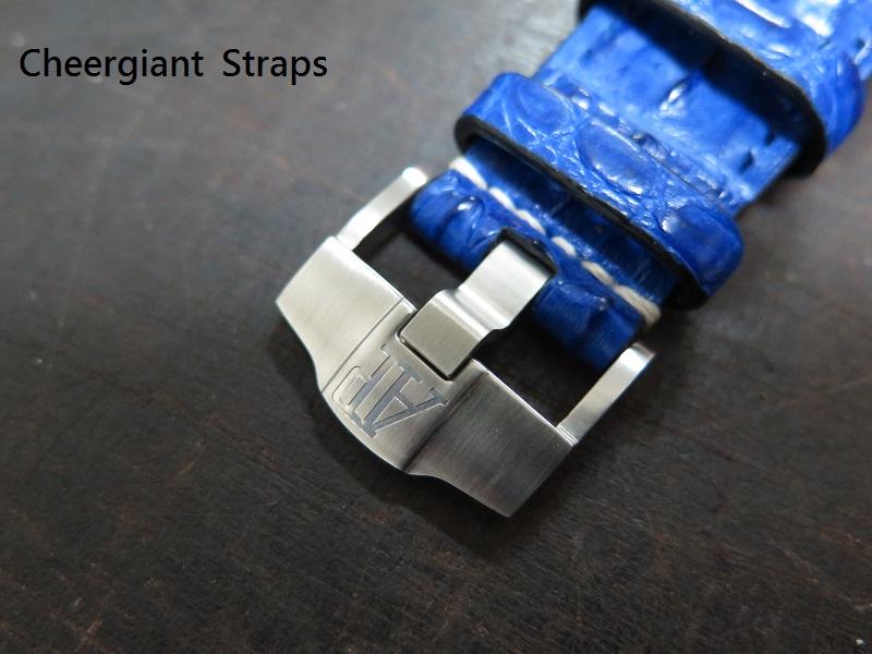 AP ROO dark blue croco strap fits 24mm buckle