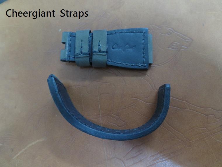 BR 03 military green  nubuck cowskin strap, 24x24mm, 75x120mm, thick 5