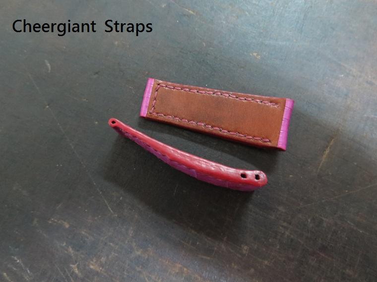Corum Bubble XL pink crocodile strap, 24x20mm, 70x70mm, thick 7