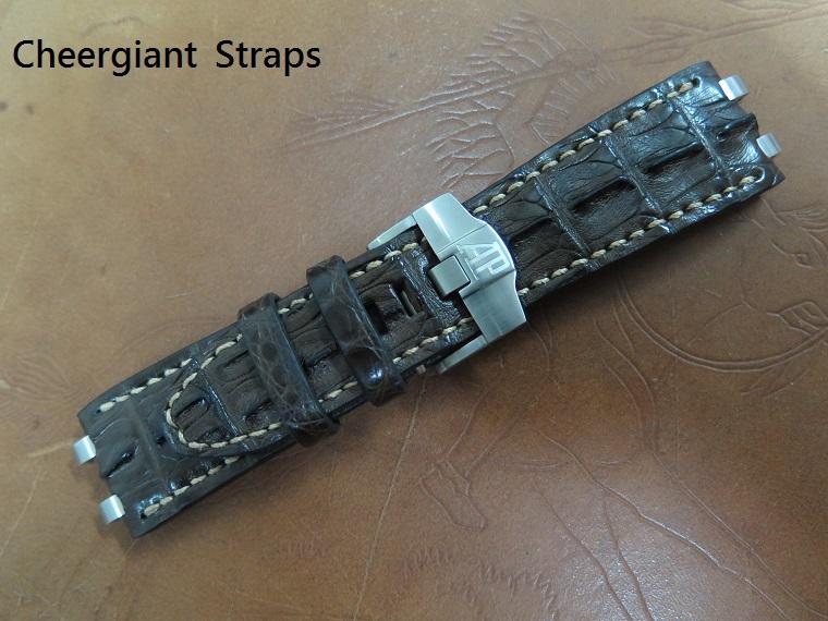 AP ROO Diver dark brown horn back croco strap, 28x24mm, 73x125mm, thick 7