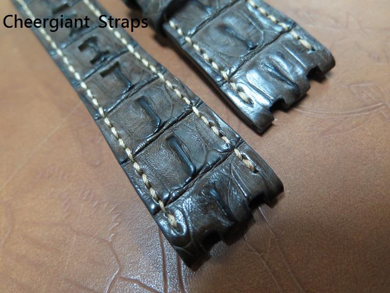 AP ROO Diver dark brown horn back croco strap, 28x24mm, 73x125mm, thick 7