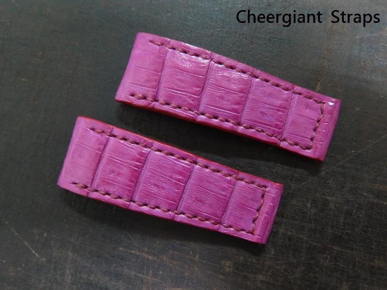 Corum Bubble XL pink crocodile strap, 24x20mm, 70x70mm, thick 7