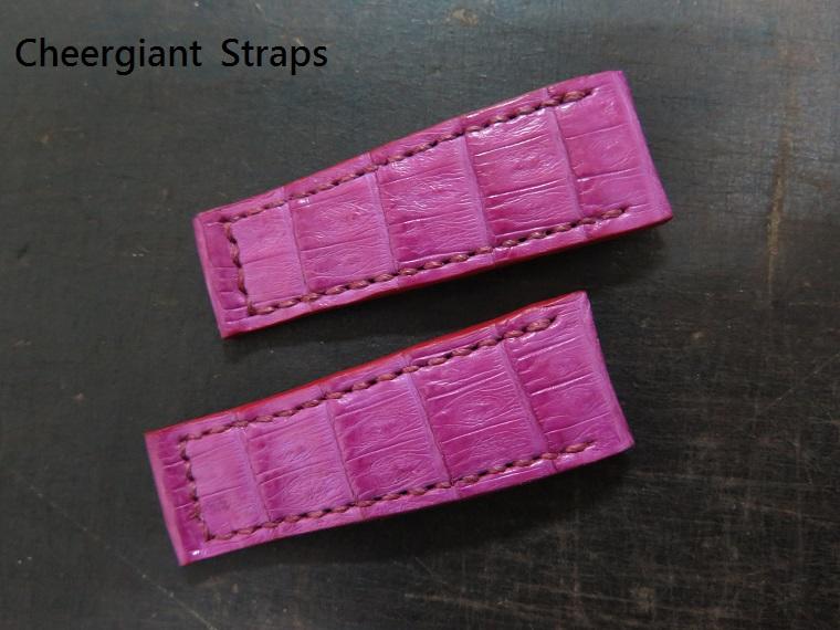 Corum Bubble XL pink crocodile strap, 24x20mm, 70x70mm, thick 7