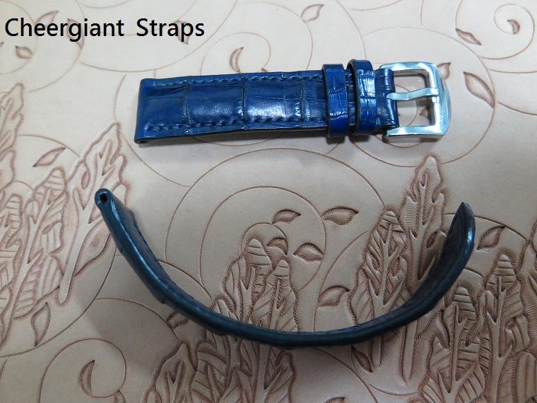 Franck Muller King dark blue padded croco strap, 20x18mm, 75x122mm, thick 6
