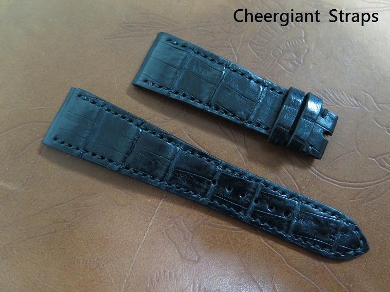 Hermes black crocodile watch strap,23x17mm,72x115mm,thick 3