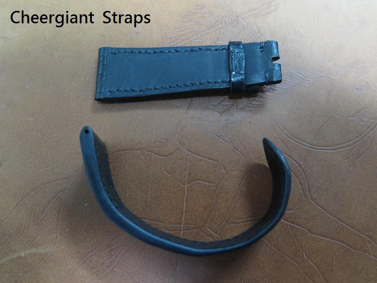 Hermes black crocodile watch strap,23x17mm,72x115mm,thick 3
