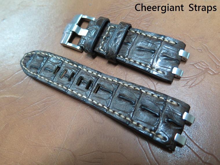 AP ROO Diver dark brown horn back croco strap, 28x24mm, 73x125mm, thick 7