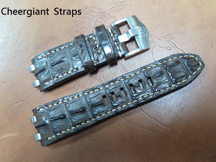 AP ROO Diver dark brown horn back croco strap, 28x24mm, 73x125mm, thick 7