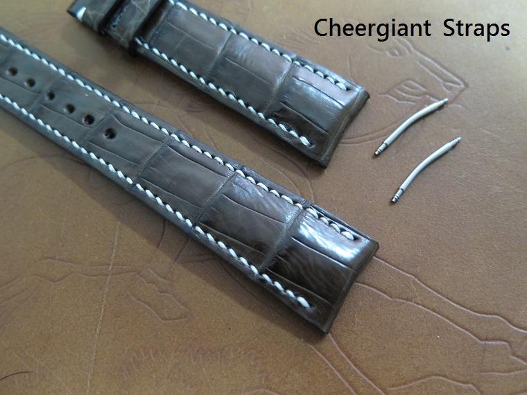 GP Sea Hawk Pro curved lug end dark brown croco strap,22x18mm, 80x140mm,thick 5mm taper to2