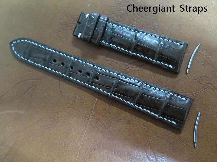 GP Sea Hawk Pro curved lug end dark brown croco strap,22x18mm, 80x140mm,white stitch