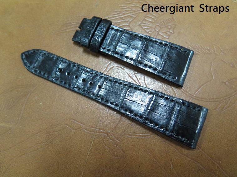 Hermes black crocodile watch strap,23x17mm,72x115mm,thick 3