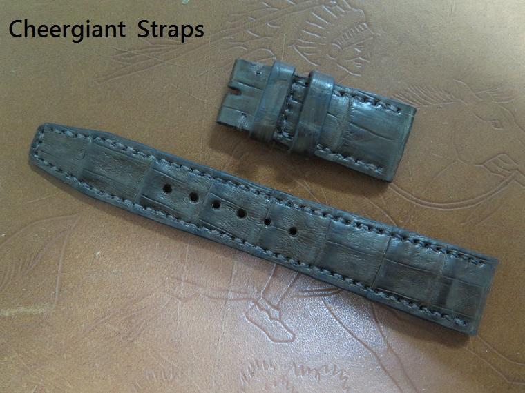 IWC 3777 padded matte dark brown croco strap, 21x18mm, 45x130mm, thick 5